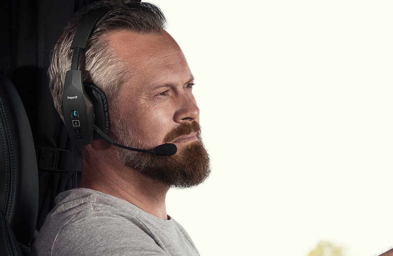 Bluetooth Wireless Trucker Headset | Over-the-Head With Flexible Mic | Black